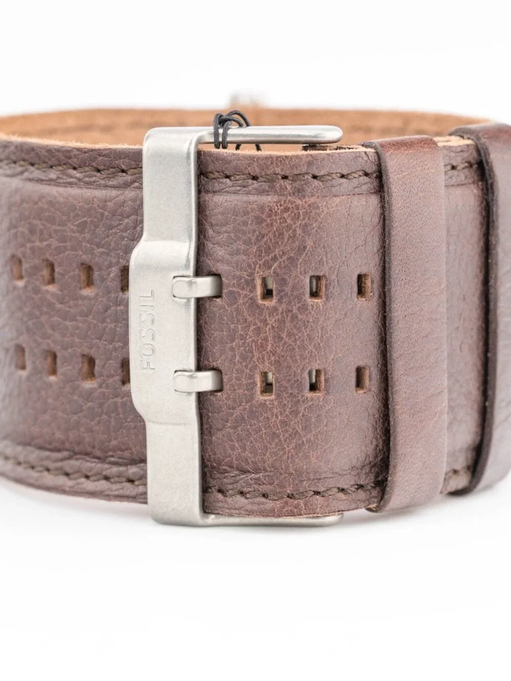 FOSSIL JR-1052 Brown Leather Cuff Quartz Analog Men's Watch Fresh Battery